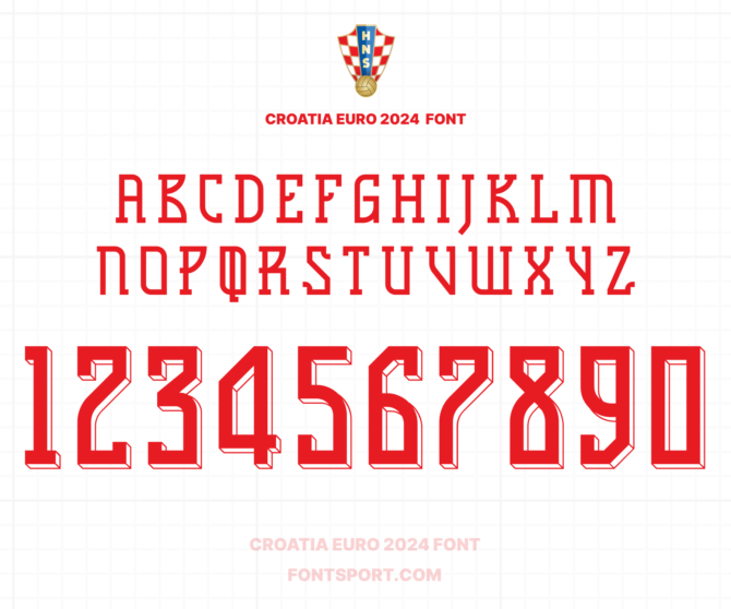 Croatia Euro 2024 Font Jersey Football