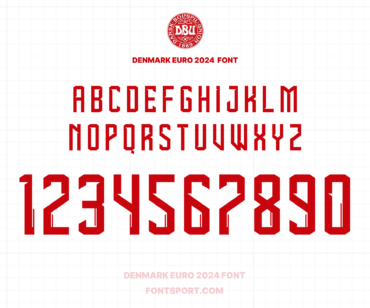 Denmark Euro 2024 Font Jersey Football