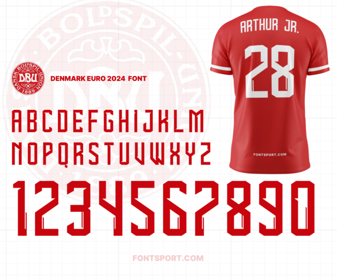 Denmark Euro 2024 Font Jersey Football Mockup