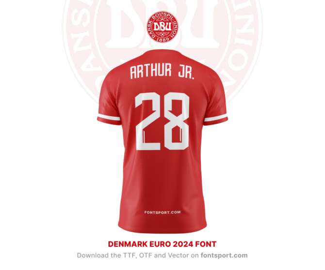 Denmark Euro 2024 Font Jersey Mockup