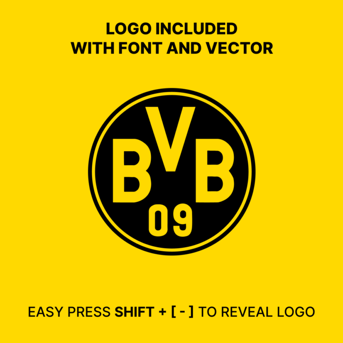 Font Borussia Dortmund 2024/2025 Bundesliga for Football, Jersey and Sport