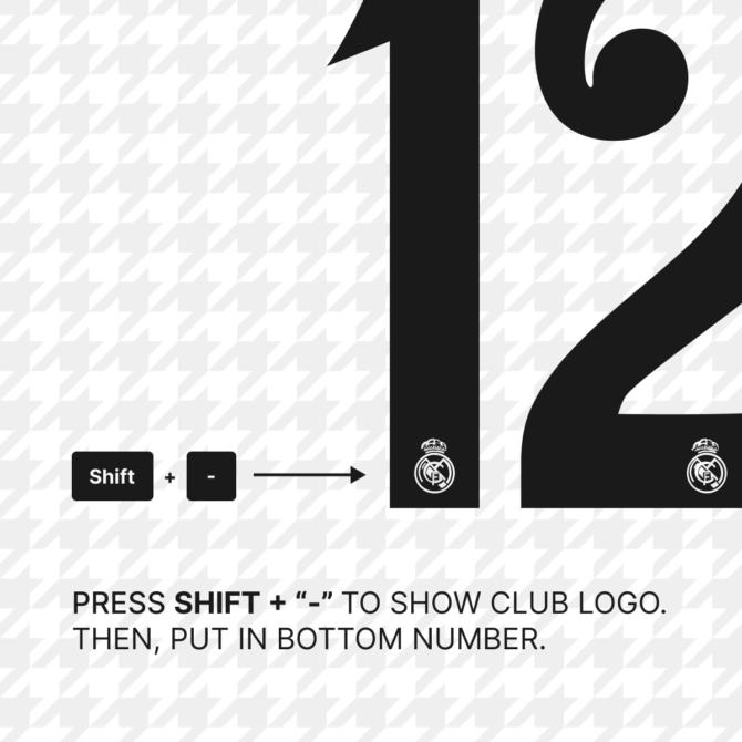 Real Madrid 2024/2025 Font - Logo Included. Easily toggle the Real Madrid-inspired logo with SHIFT + [-]. The font is perfect for creating official-looking football merchandise and digital designs. Available in vector formats.