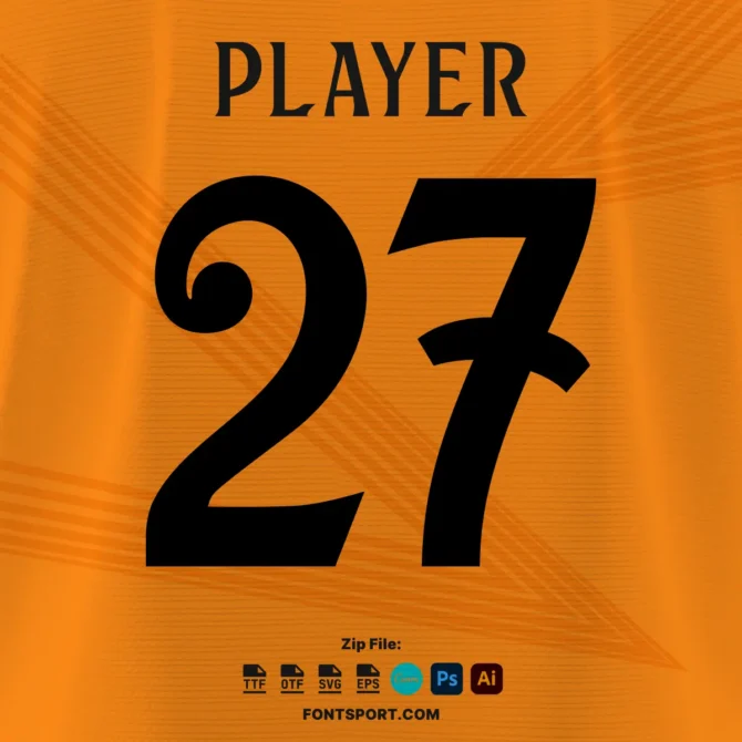 Real Madrid 2024 2025 font Download for Football Jerseys, Poster - Uppercase Letters and Numbers, Inspired by Official La Liga Kit Design