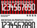 AC MIlan 2024/2025 Vector Football Font - AC Milan-Inspired Typeface for Football Jerseys and Design Projects. Available in TTF, OTF, SVG, and EPS formats. Ideal for creating official team kits, sports merchandise, and digital media. Bold, modern font showcasing the iconic AC Milan style, perfect for football enthusiasts and designers.