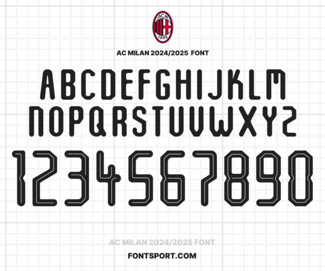 AC MILAN 2024/2025 FONT High Quality Font Jersey