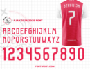 Ajax Amsterdam 2024/2025 Font for Football Jerseys - Uppercase Letters and Numbers, Inspired by Official Eredivisie Kit Design