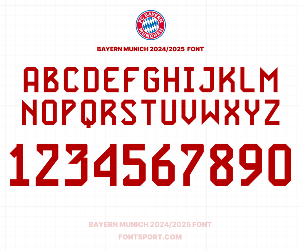 Font Bayern Munich 2024/2025 Bundesliga for Football, Jersey any Sport
