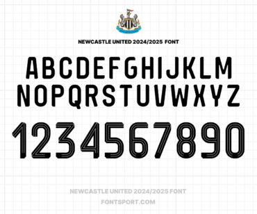 Newcastle United 2024/2025 Font for Football Jerseys - Uppercase Letters and Numbers, Inspired by Official EPL Kit Design