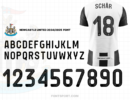 Newcastle United 2024/2025 Font for Football Jerseys - Uppercase Letters and Numbers, Inspired by Official EPL Kit Design