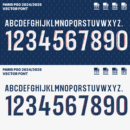 Paris Saint-Germain 2024/2025 Vector Football Font - PSG-Inspired Typeface for Football Jerseys and Design Projects. Available in TTF, OTF, SVG, and EPS formats. Ideal for creating official team kits, sports merchandise, and digital media. Bold, modern font showcasing the iconic Paris Saint-Germain style, perfect for football enthusiasts and designers.