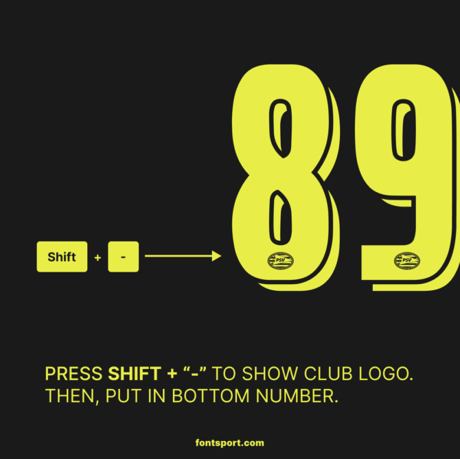 PSV Eindhoven 2024/2025 vector font, including full alphabet and numbers, available in TTF, OTF, SVG, and EPS formats for football jersey design.