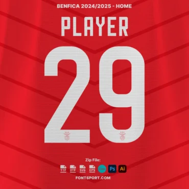 SL Benfica 2024 2025 font on Home jersey pattern, Inspired by Official Primeira Liga Kit Design