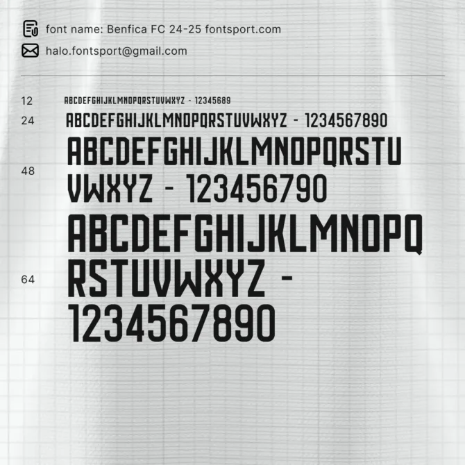 SL Benfica 2024 2025 show all font, character and number, Inspired by Official Primeira Liga Kit Design