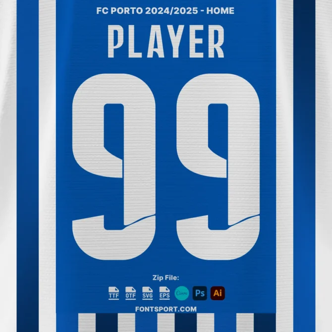 FC Porto 2024/2025 Font Kit on jersey home display