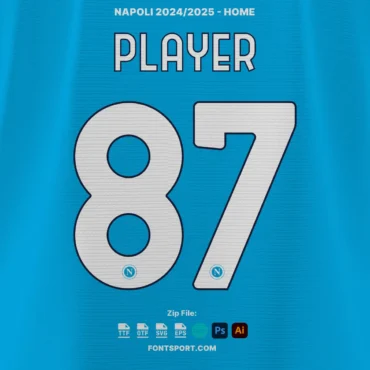 Napoli 2024/2025 Font Kit on jersey home display