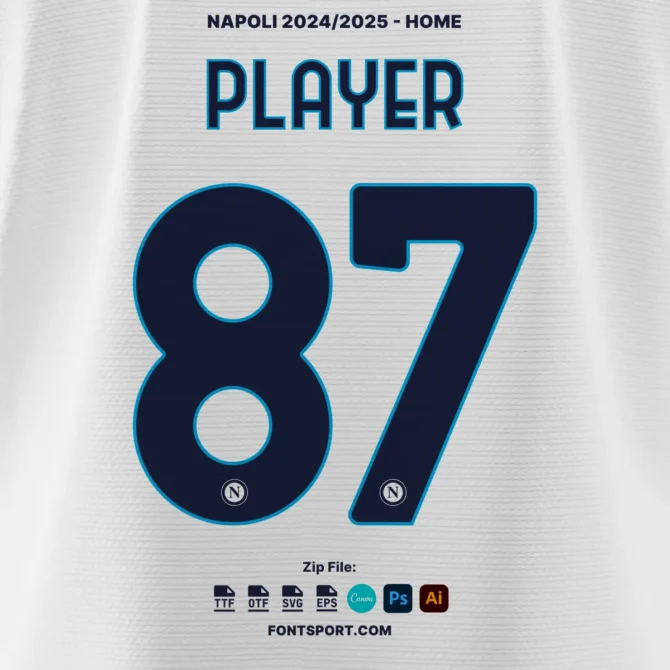 Napoli 2024/2025 Font Kit on jersey away display