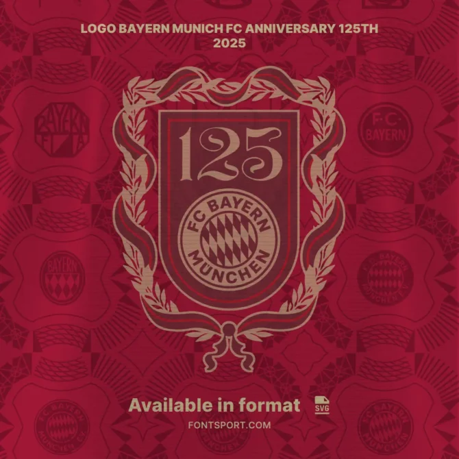 Bayern Munich Anniversary 125th 2025 Font Download for Football Jerseys - Uppercase Letters and Numbers, Inspired by Official Bundesliga Kit Design