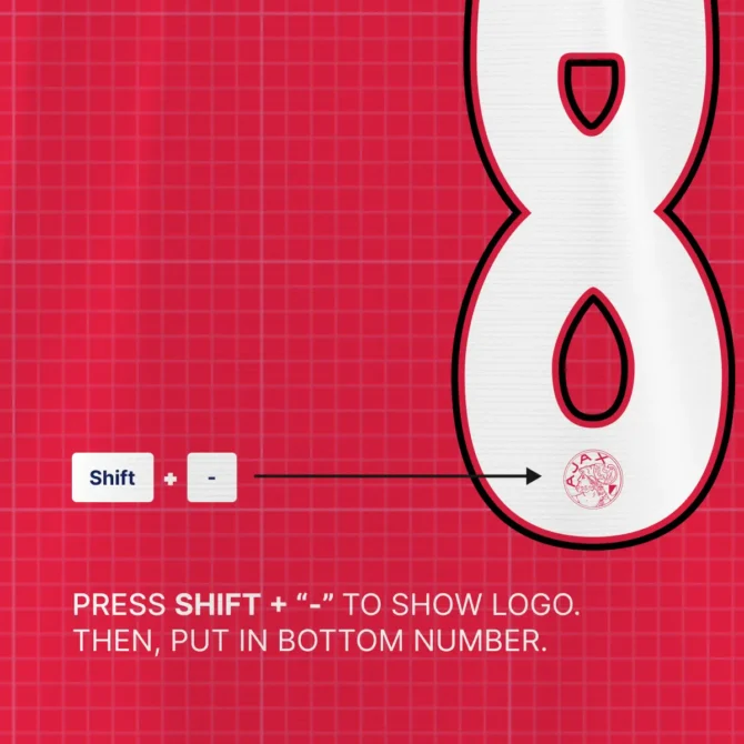How to reveal Ajax logo in 2025/2026 font – keyboard shortcut to embed Ajax crest into number with precision positioning
