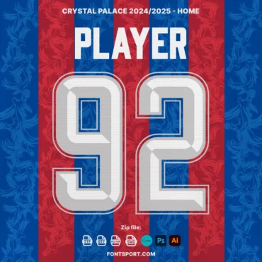 Player and number 92 displayed with Crystal Palace's home 2024/2025 color