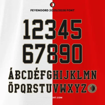Feyenoord Font Kit 2025/2026 – overview of full character set A–Z and 0–9