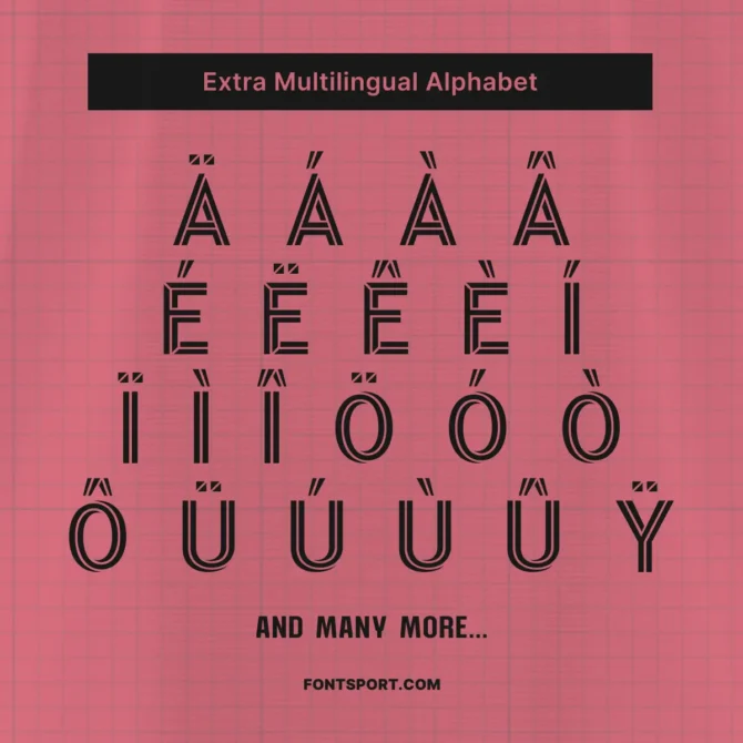 Multilingual support in Inter Miami 2025/2026 Font Kit – includes accented letters for European languages.