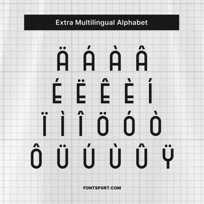 Multilingual character set from Inter Milan Font Kit 2025/2026, showcasing accented characters for international typography support.