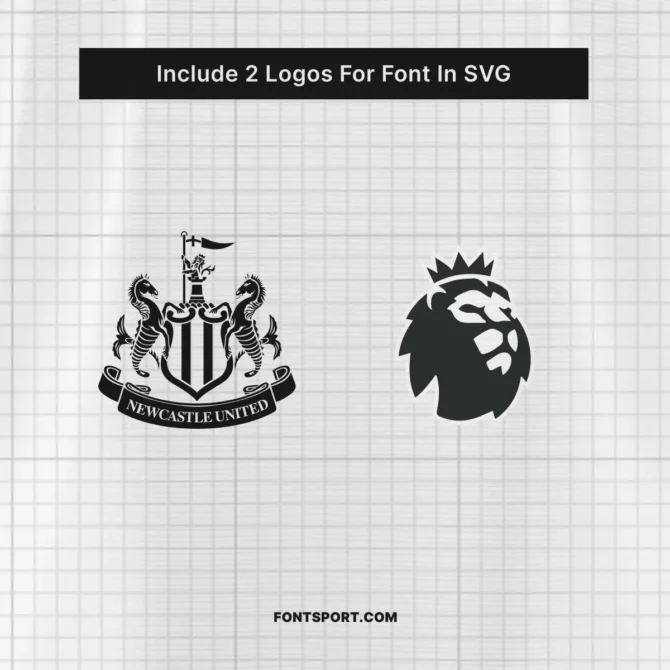 Newcastle United and Premier League logos included in SVG format as part of the Newcastle 2025/2026 EPL font kit for branding accuracy.
