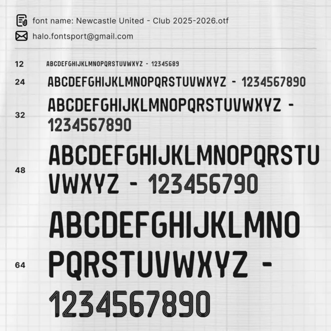 Newcastle United 2025/2026 Font