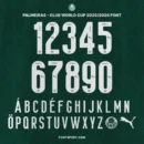 Preview of Palmeiras Club World Cup 2025/2026 Font Kit with official numbers, alphabet, and Puma logo.