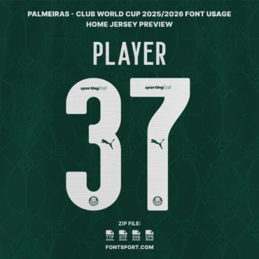 Palmeiras 2025/2026 home jersey font usage featuring number 37 and Puma logo in matchday style.