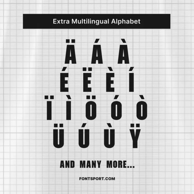 Paris Saint-Germain Club World Cup 2025/2026 Font multilingual alphabet example, including accented characters like Ä, Á, À, É, Ö, Ü, designed for global football fans creating jersey mockups and sports posters.