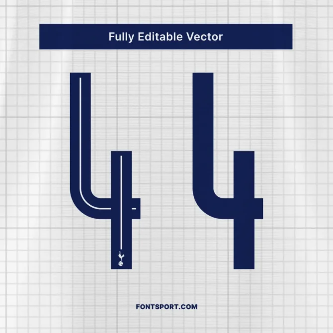 Tottenham Hotspur Editable Vector Numbers – Fully editable jersey number vectors for the 2025/2026 Spurs font kit.