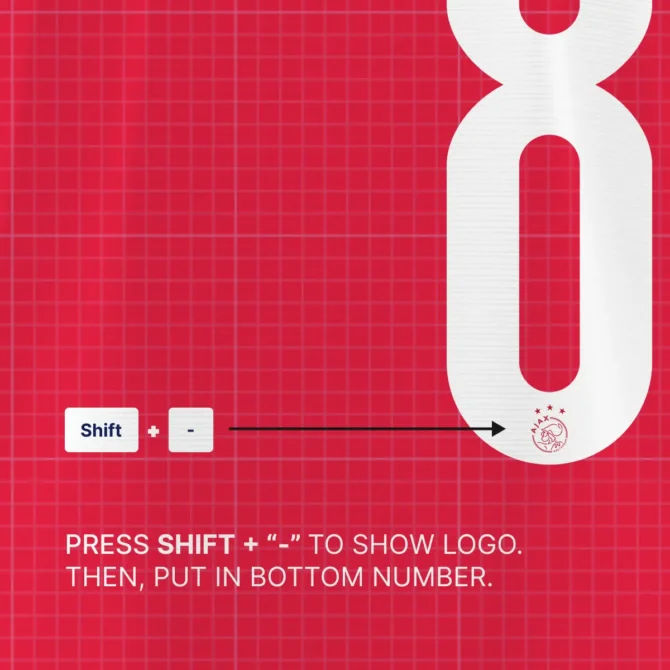 How to show Ajax 125th logo glyph using Shift + Minus keyboard shortcut – custom football font feature
