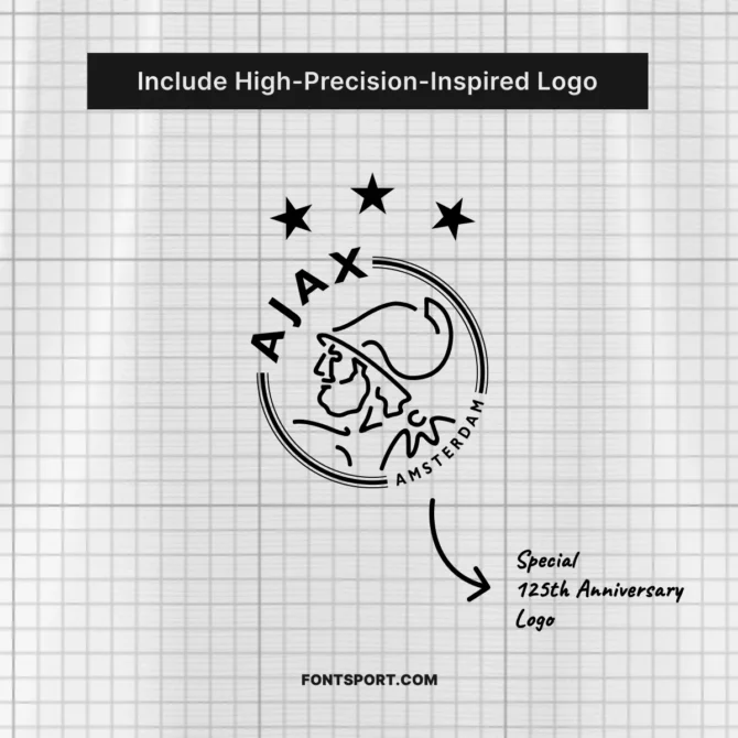 Special edition Ajax 125th Anniversary high-precision logo included in the font kit