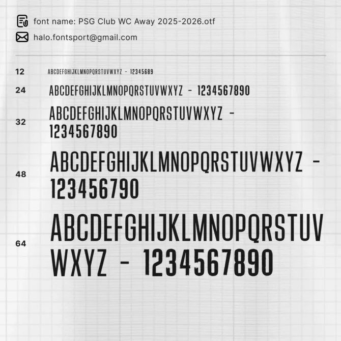 PSG Club World Cup Away 2025/2026 Font