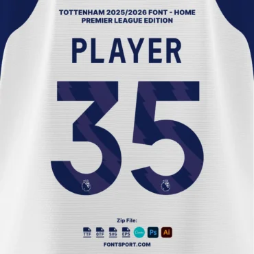 Tottenham Hotspur Font Kit Home Jersey Mockup – Number 35 Design in EPL Style