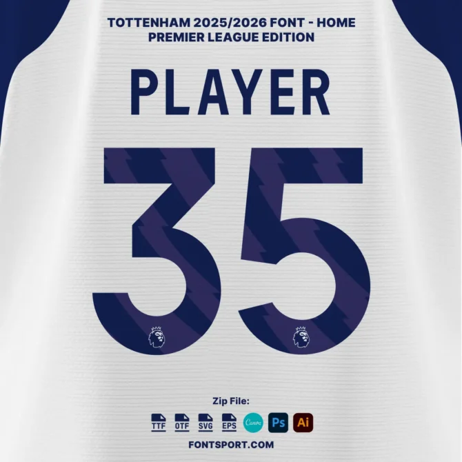Tottenham Hotspur Font Kit Home Jersey Mockup – Number 35 Design in EPL Style