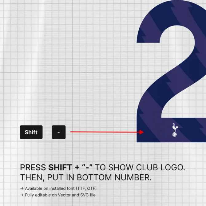 How to Add Spurs Logo to Number – Shift Plus Minus Key Instruction for EPL Font