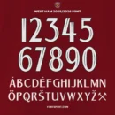 Preview of West Ham United 2025/2026 Font – Full alphabet and number set.