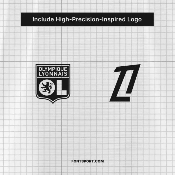 Olympique Lyonnais 2025/2026 Ligue 1 Font – High-precision club crest and logo design in monochrome, included in download package from Fontsport.com.