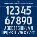 Dinamo Zagreb Croatian League 2025/2026 Font – full preview of numbers and uppercase alphabet A-Z, modern football jersey typography.