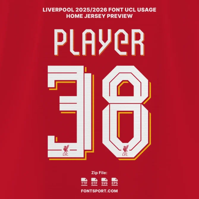 Liverpool 2025/2026 Font UCL Edition – Home Jersey Mockup Preview with Player Number 38 and Club Logo