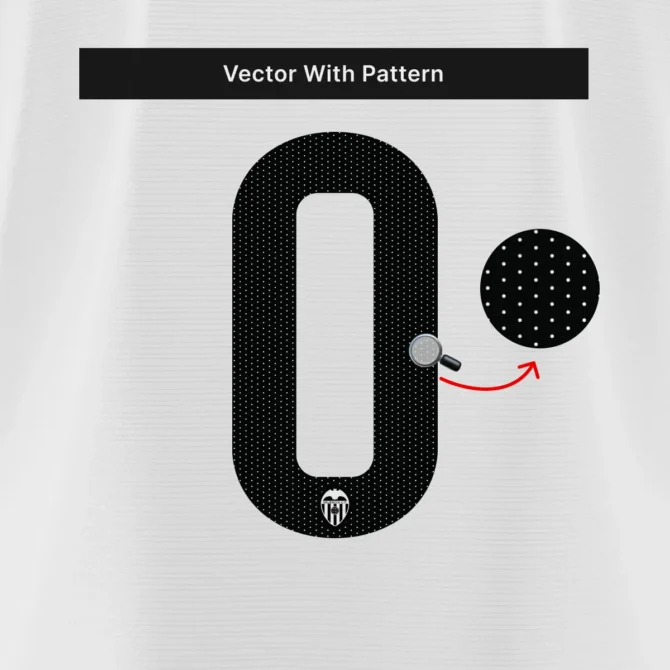 Vector view of Valencia 2025/2026 jersey number with dotted pattern - Font Kit optimized for scalable jersey printing and football branding.