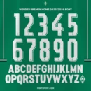 Werder Bremen 2025/2026 Bundesliga font full alphabet and numbers preview in bold black outline on green background – includes multilingual characters and official Werder Bremen.