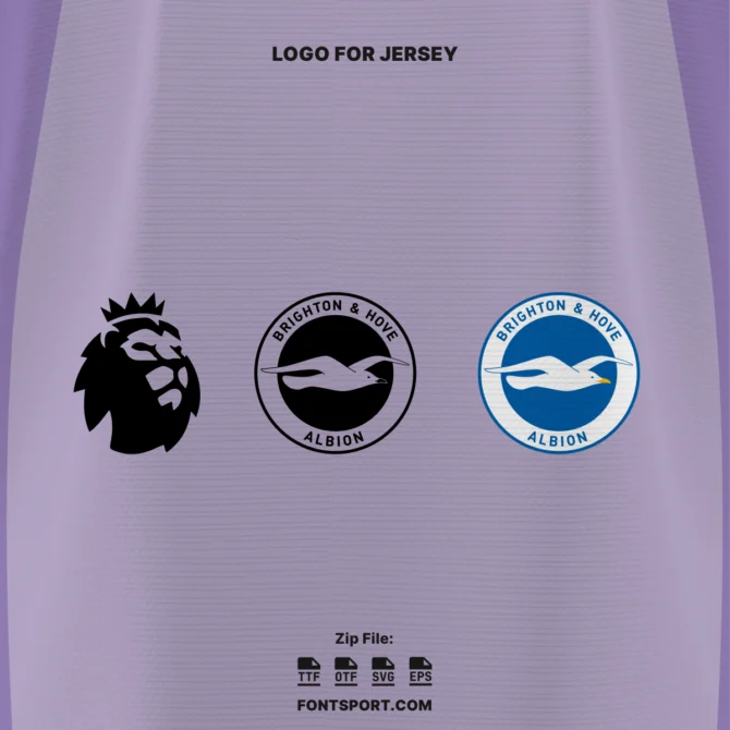 Brighton & Hove Albion 2025/2026 jersey font logos – Premier League lion emblem and authentic club crest for kit design