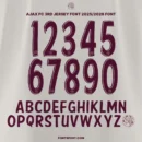 Ajax FC 2025/2026 Third Jersey Font Kit – Official Eredivisie typeface featuring numbers 0–9 and uppercase A–Z with Ajax crest detail.