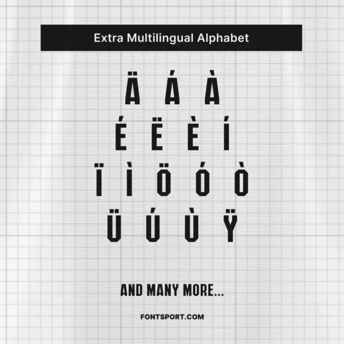 Arsenal 2025/2026 Font Multilingual Alphabet – accented characters and diacritics supported for international use