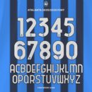 Atalanta 2025/26 official Serie A font kit showing alphabet A–Z and numbers 0–9 with club crest details