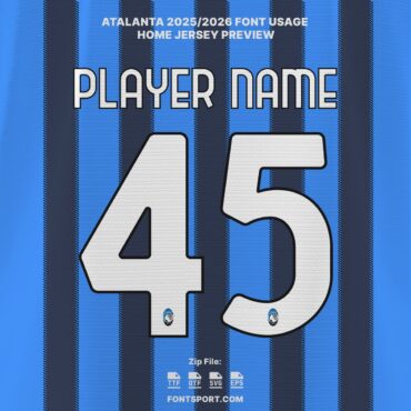 Atalanta 2025/2026 Font Kit – Serie A - home jersey preview with official player name and number style