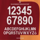 Galatasaray 2025/2026 Third Jersey Font Kit – typeface featuring numbers 0–9 and uppercase A–Z with Ajax crest detail.